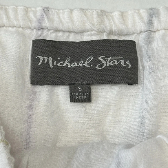 Michael Stars Crinkle Gauze Embroidered Beach Striped Ruffle Hem MidiDress Small - Picture 6 of 9